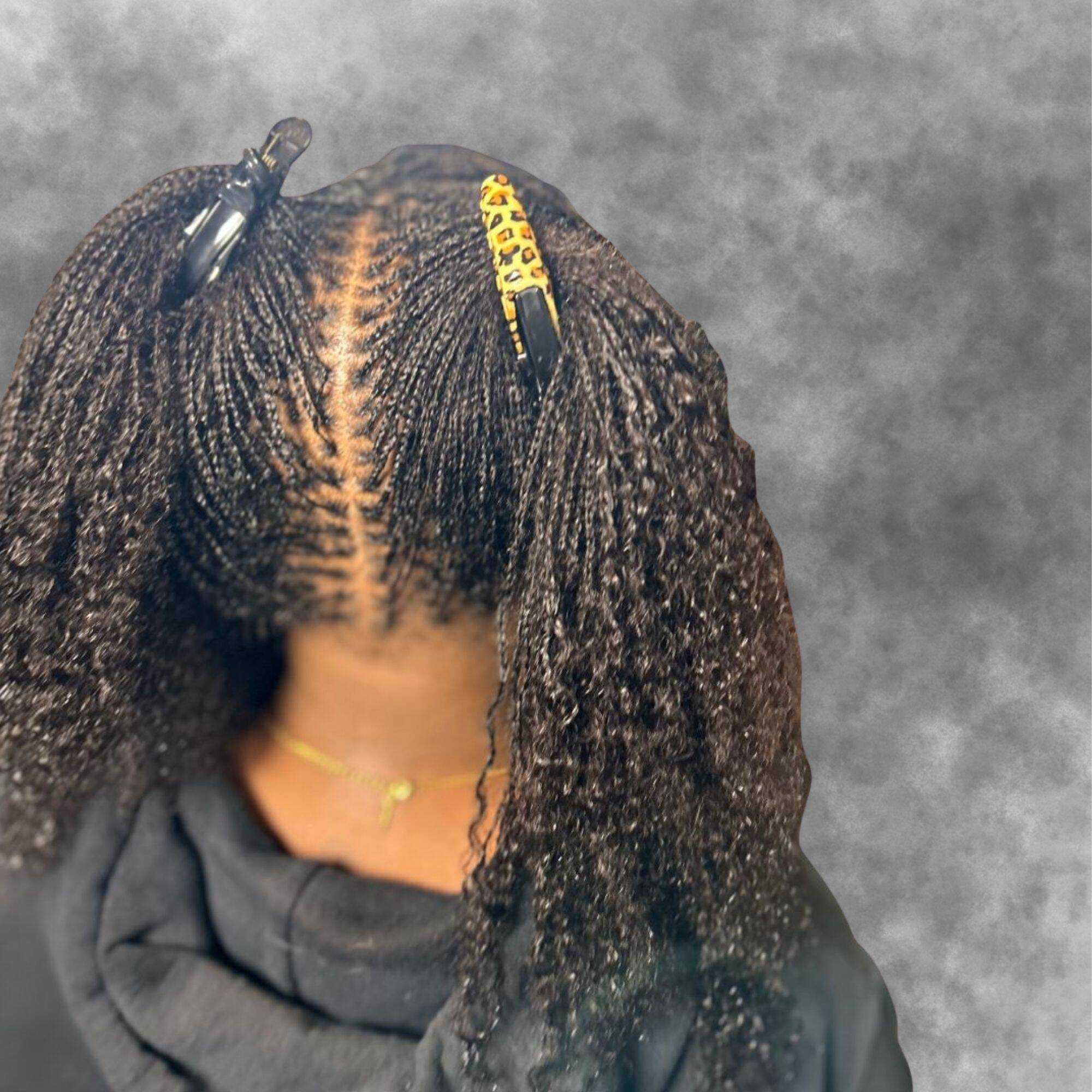 Micro-braids half-up hairstyle with clips | Sisterlock Shop .