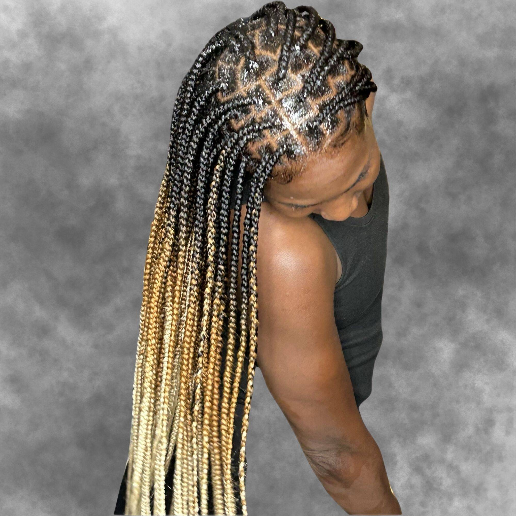Long ombre knotless box braids style. | Sisterloc Shop.