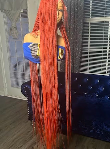 Long vibrant red micro braided wig | Sisterloc Shop .