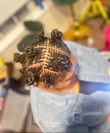 Bantu knots with braided cross parting | Sisterloc Shop .