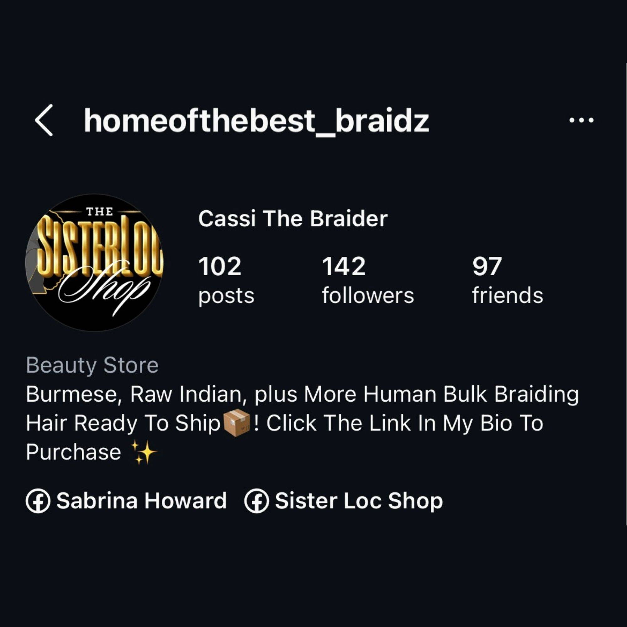 Instagram profile of @homeofthebest_braidz | Sisterloc Shop .