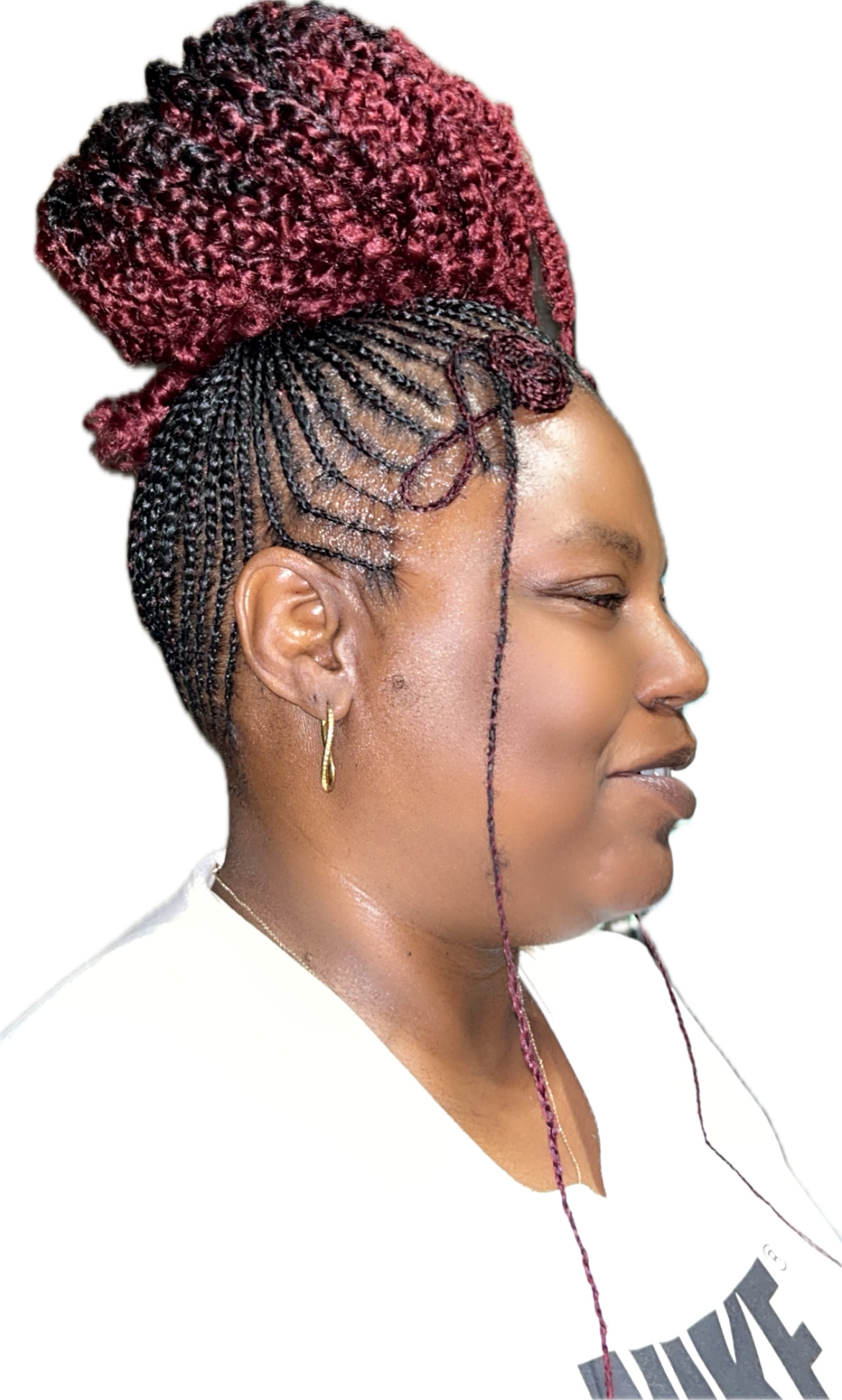 Cornrow braids styled into high bun | Sisterloc Shop .