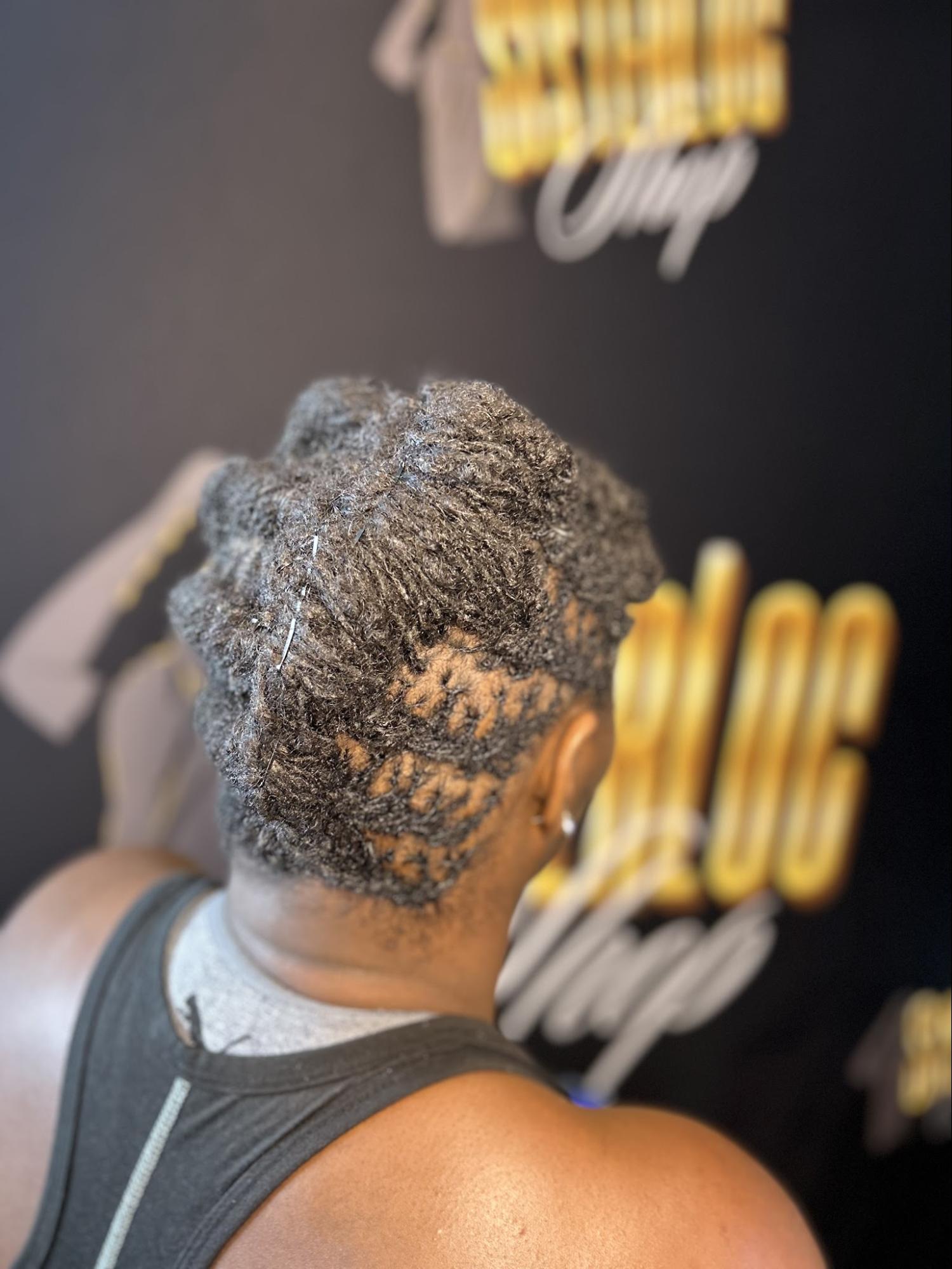 Long burgundy sisterlocks on a client | Sisterloc Shop .