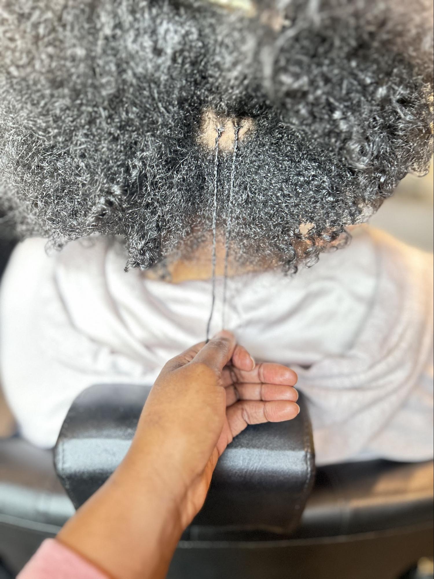 Thin microlocs being started on natural hair | Sisterloc Shop.